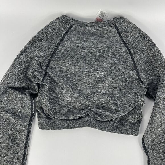 Gymshark Adapt Ombre Seamless Long Sleeve Crop Top Black Grey Size M - Picture 4 of 6